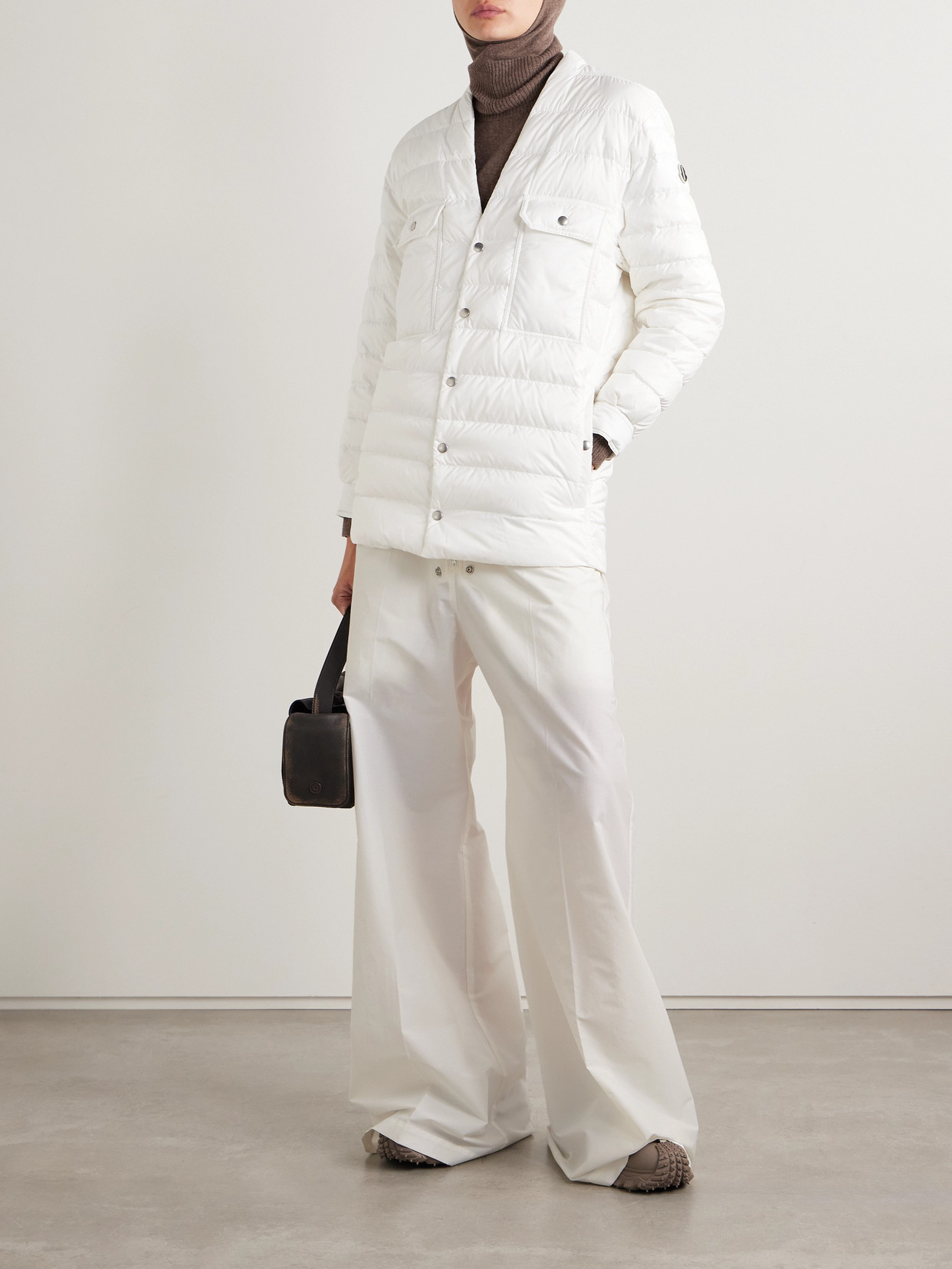 Shop Rick Owens Belas Cotton-blend Poplin Wide-leg Pants In Off-white