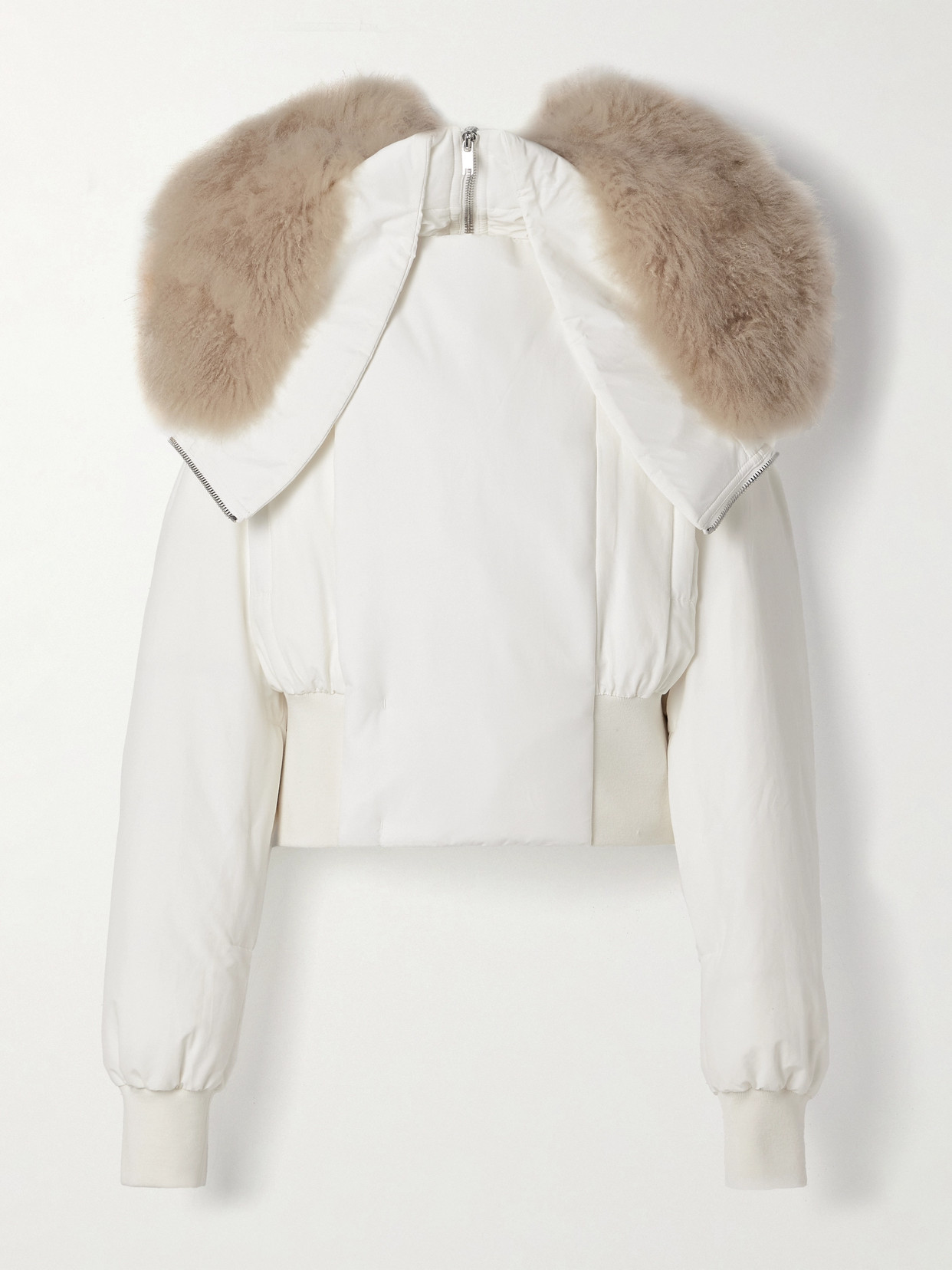 Rick Owens + Moncler Alice Hooded Shearling-trimmed Quilted Shell Down Jacket In White