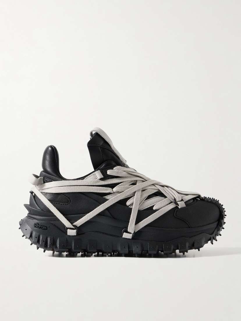 Rick Owens + Moncler Trailgrip Megalace Canvas-trimmed Leather Sneakers