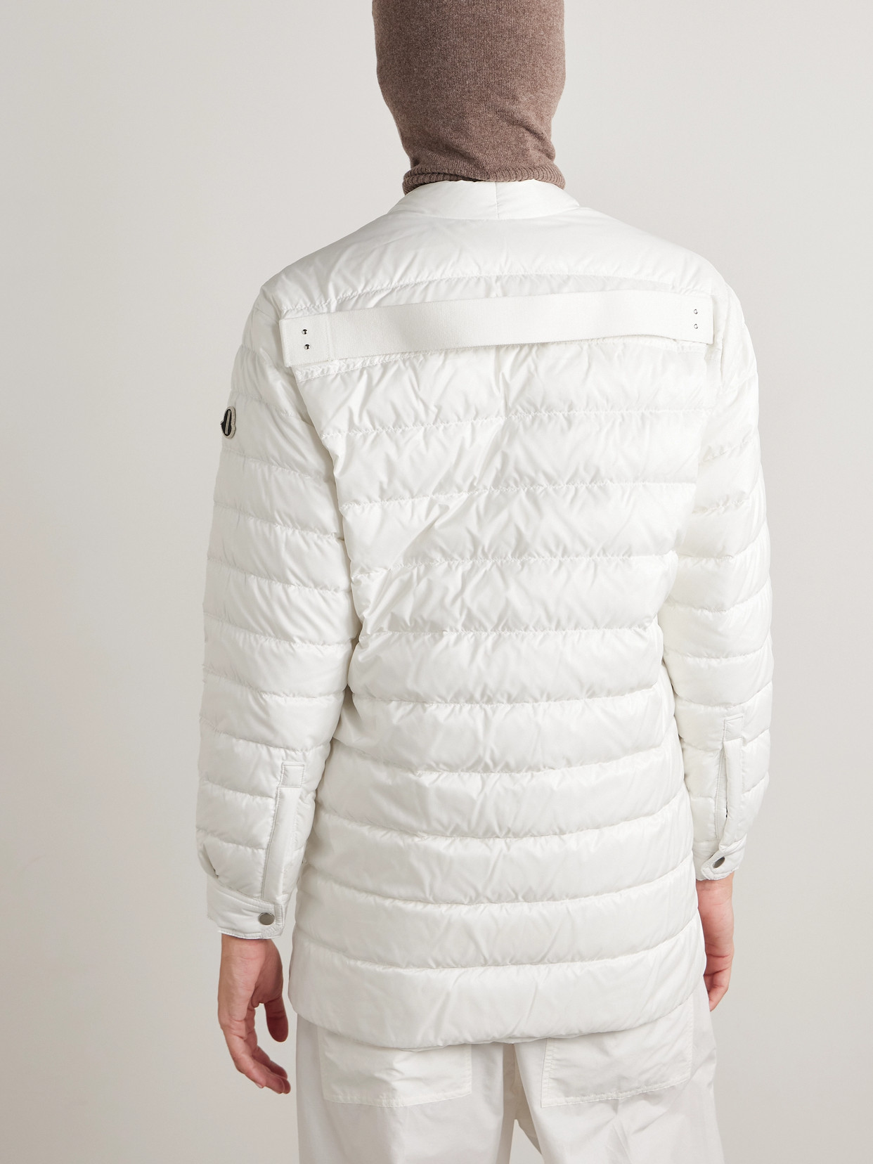 Rick Owens + Moncler Webbing-trimmed Quilted Shell Down Jacket In White