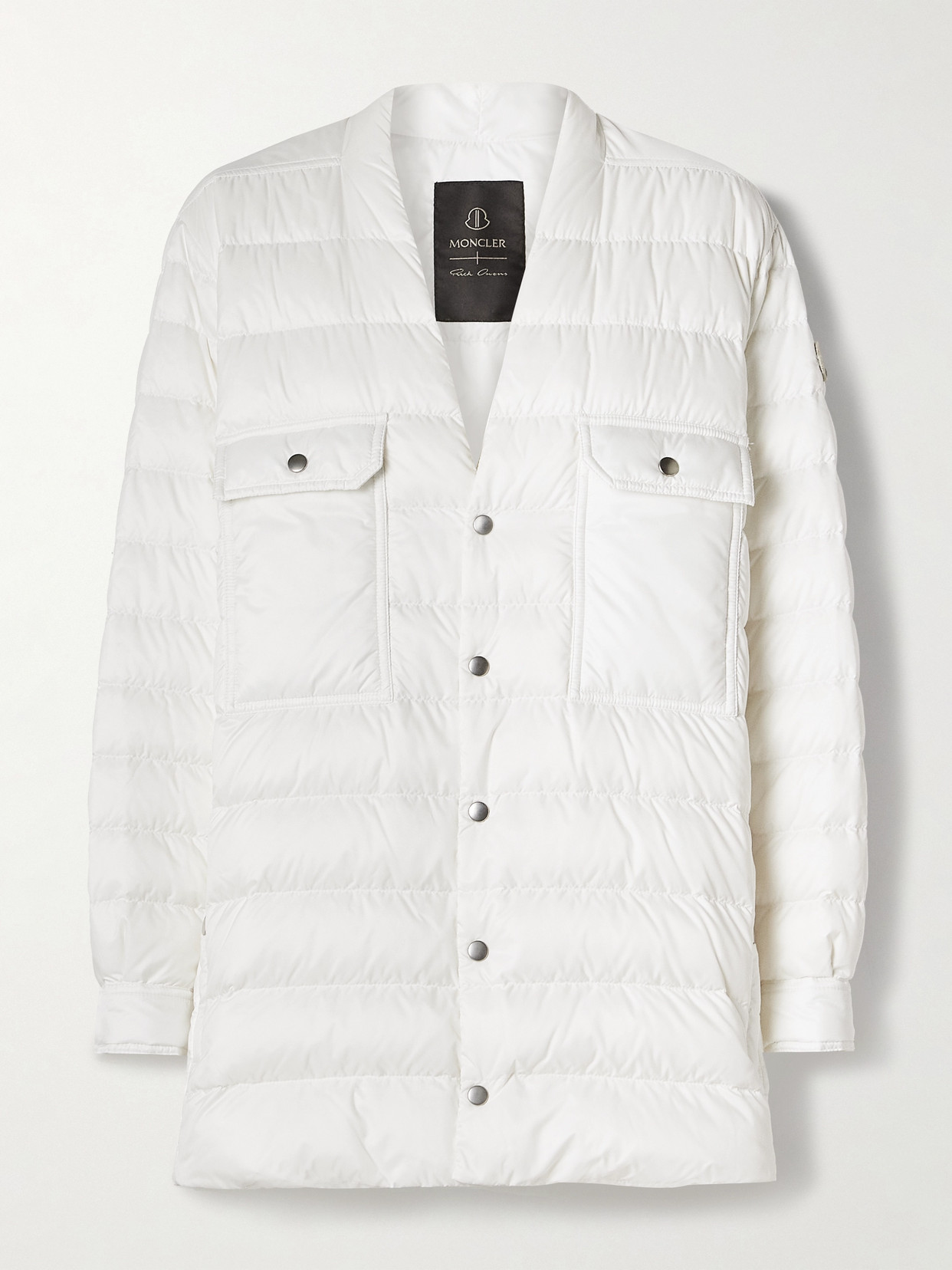 Rick Owens + Moncler Webbing-trimmed Quilted Shell Down Jacket In White