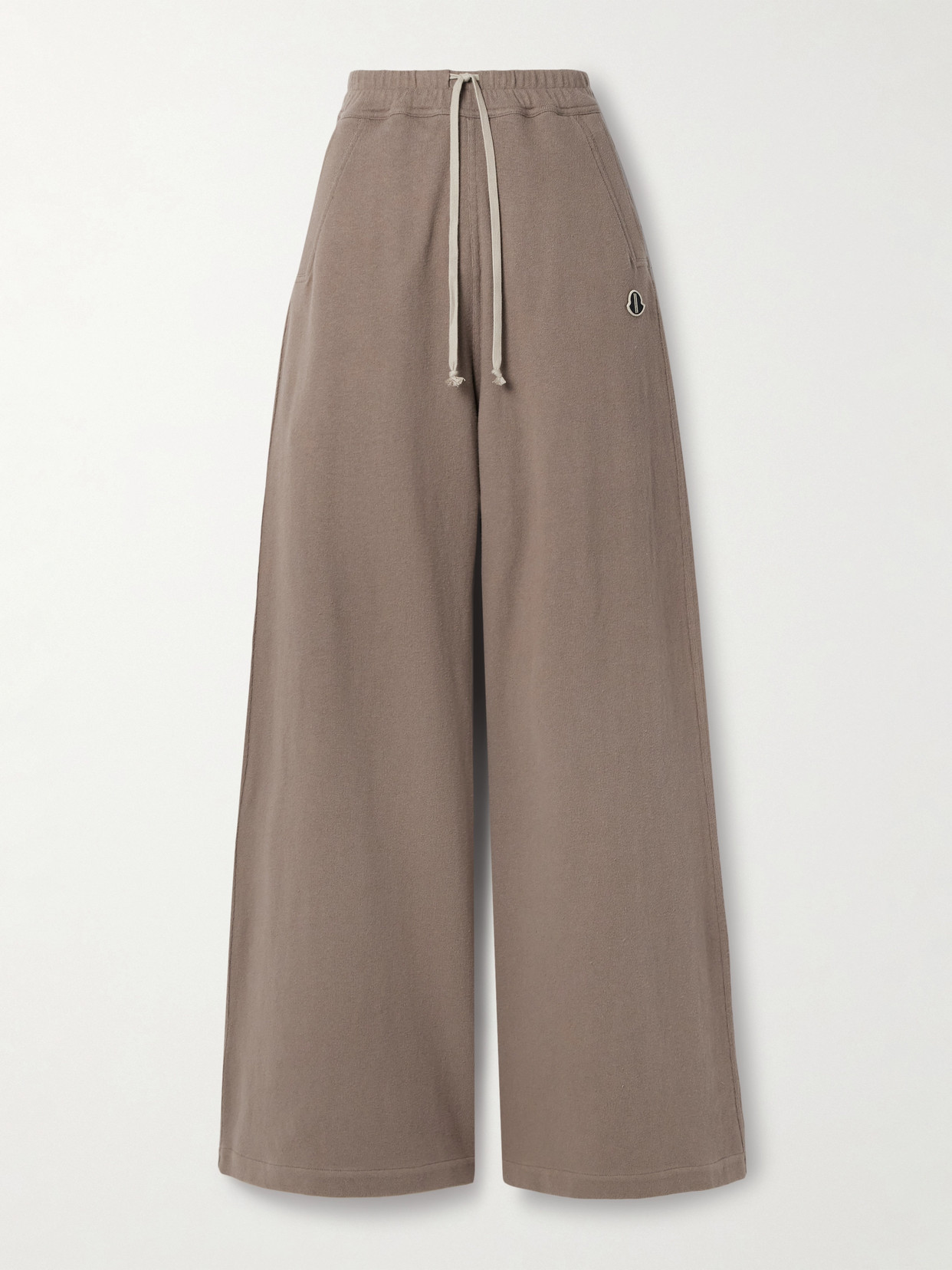 Rick Owens - + Moncler Belas Appliquéd Cotton-jersey Wide-leg Track Pants - Neutrals
