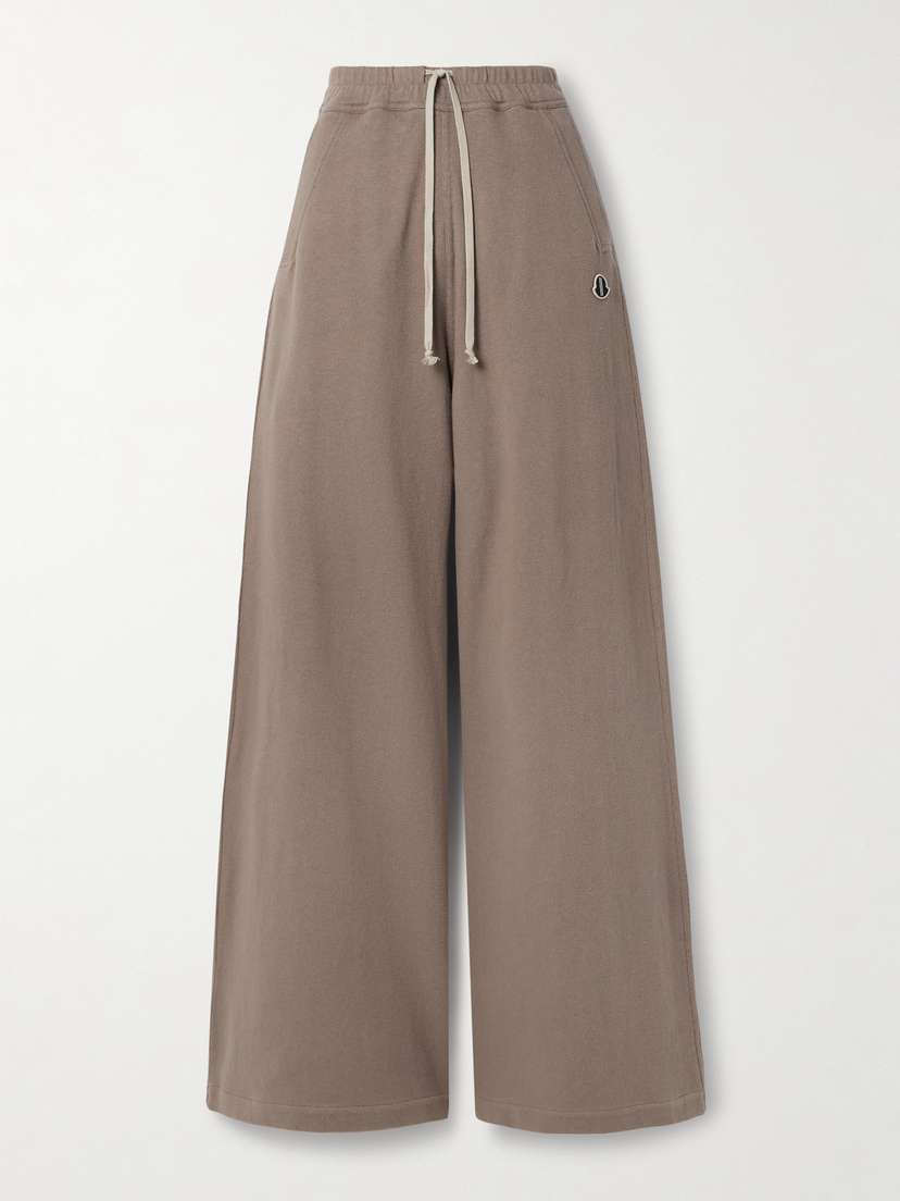 Rick Owens + Moncler Belas Appliquéd Cotton-jersey Wide-leg Track Pants