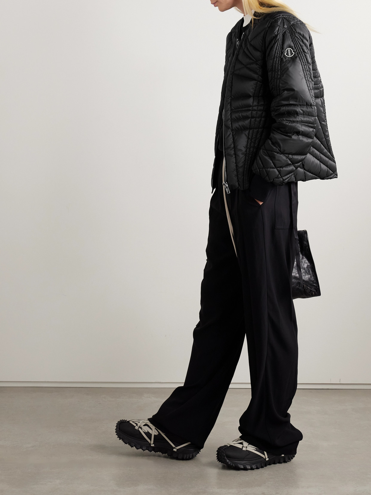 Rick Owens + Moncler Megapenta Quilted Shell Down Jacket In Black