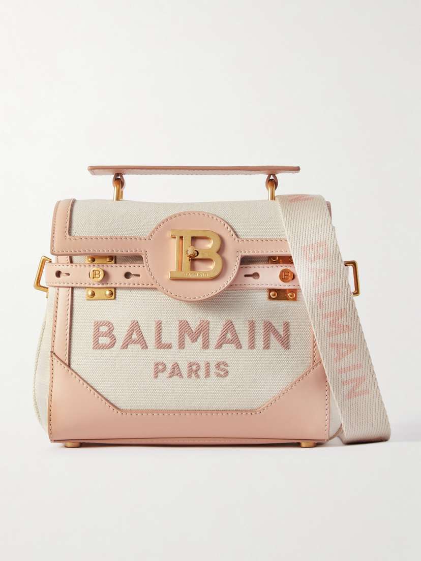 Balmain Embroidered Leather-trimmed Canvas Tote