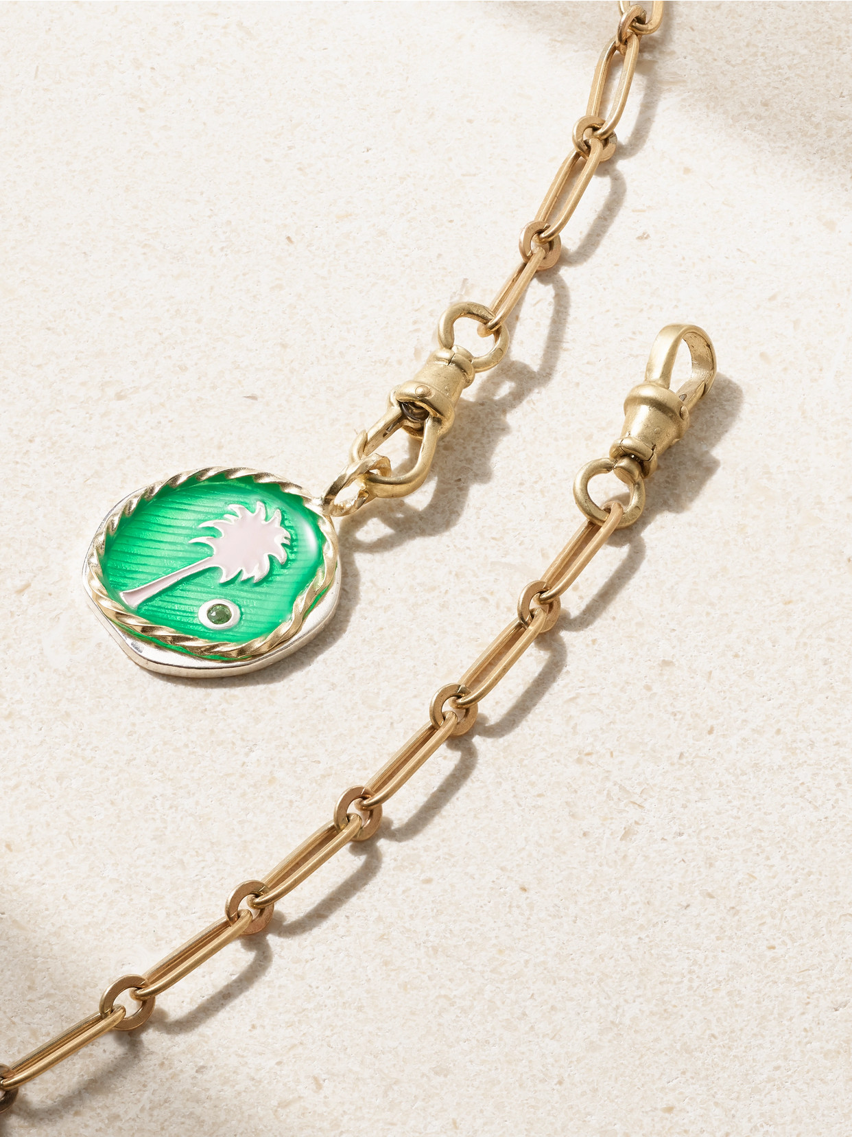 Shop Pascale Monvoisin Debbie N°3 + Faro 9-karat Gold, Silver Resin And Tsavorite Necklace