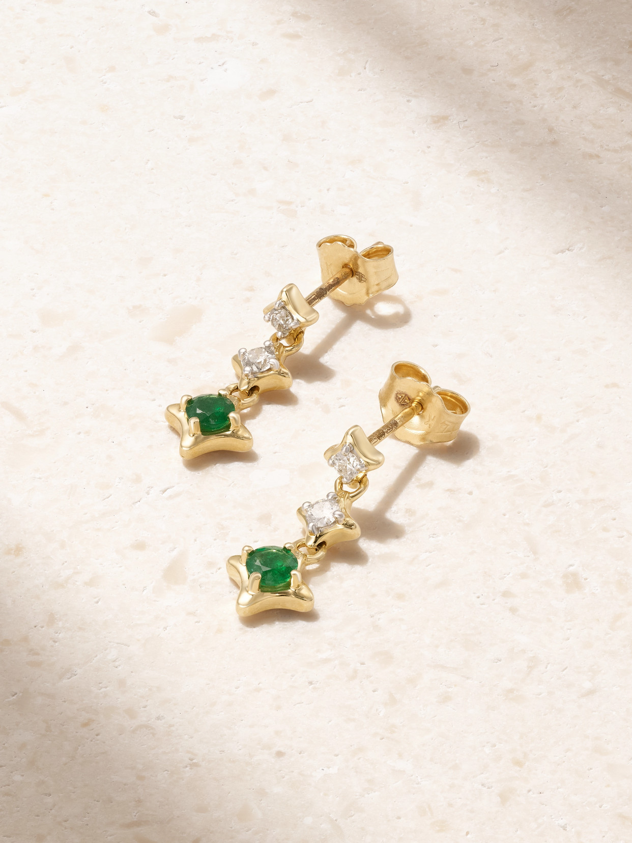 Stone And Strand Lights 14-karat Gold, Diamond And Emerald Earrings