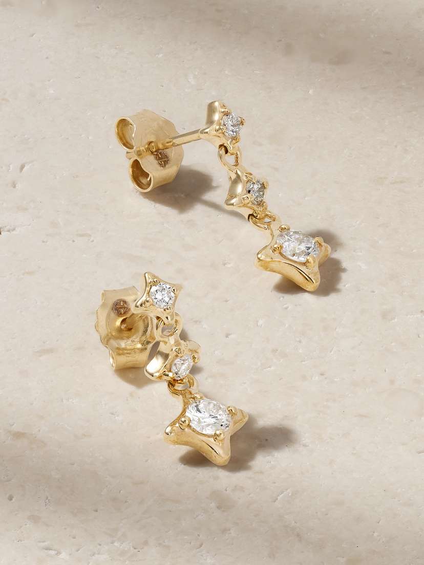 STONE AND STRAND Bright Lights 14-karat Gold Diamond Earrings