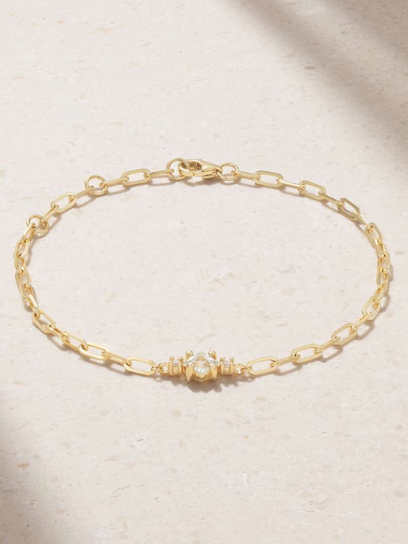 STONE AND STRAND Blue Lagoon At Twilight 10-karat Gold Aquamarine Bracelet