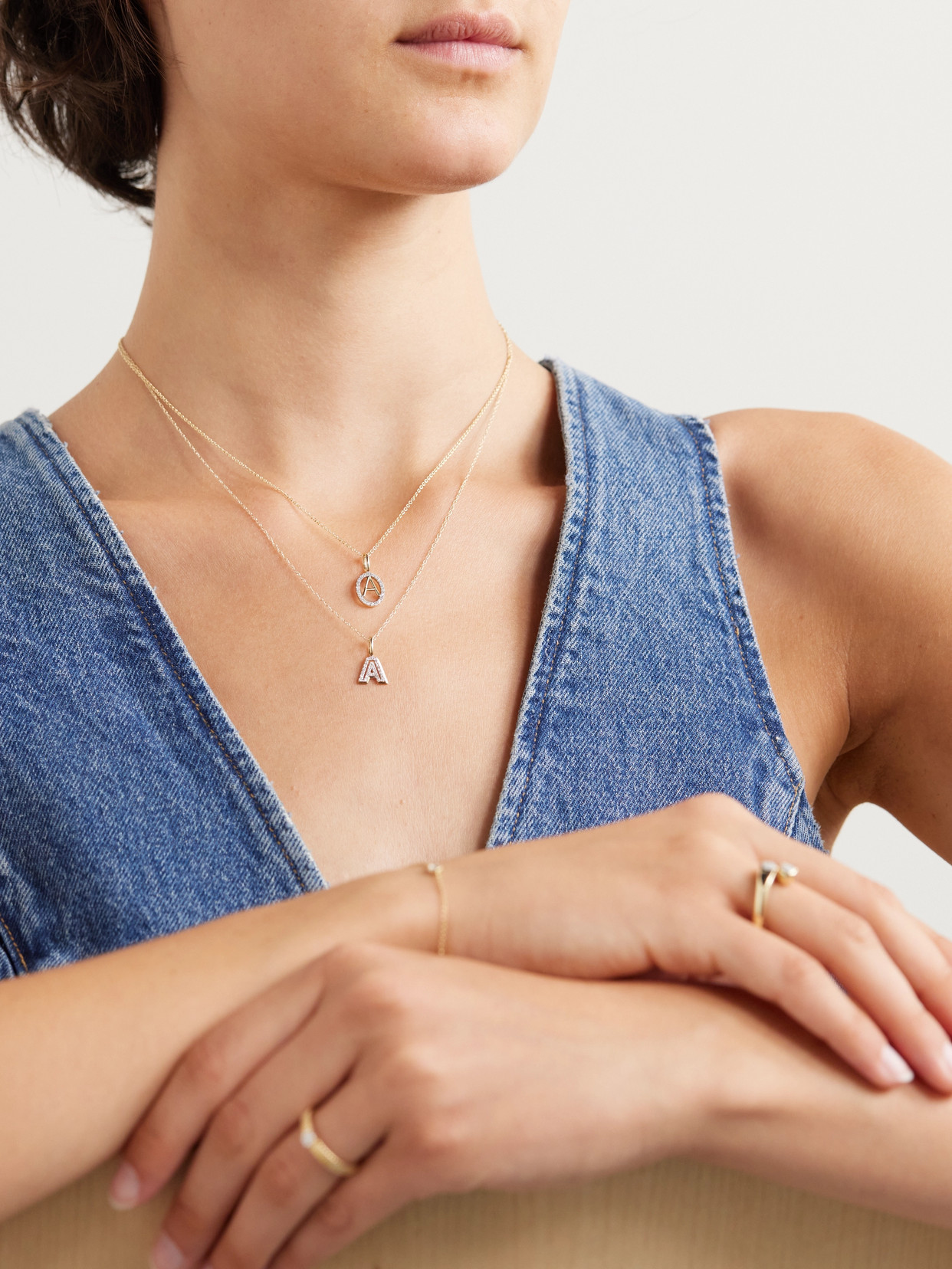 Stone And Strand Initial 10-karat Gold Diamond Necklace In Gold