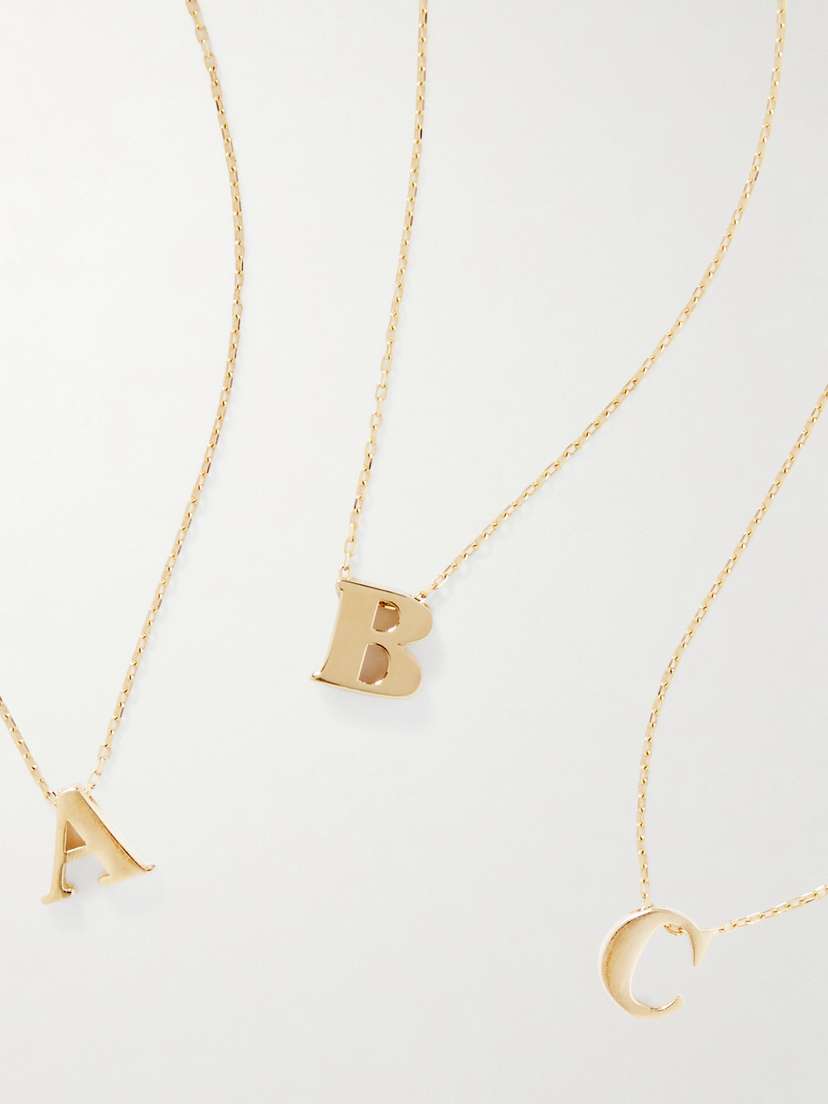 STONE AND STRAND Letterpress Initial 14-karat Gold Necklace