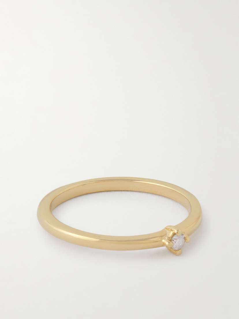 STONE AND STRAND Tiny 14-karat Gold Diamond Ring