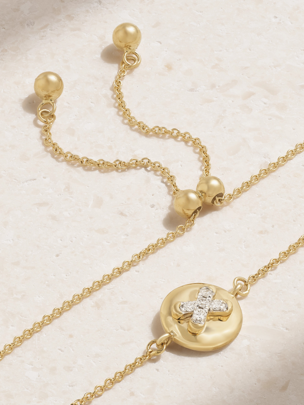 Stone And Strand Button 14-karat Gold Diamond Bracelet In Gold