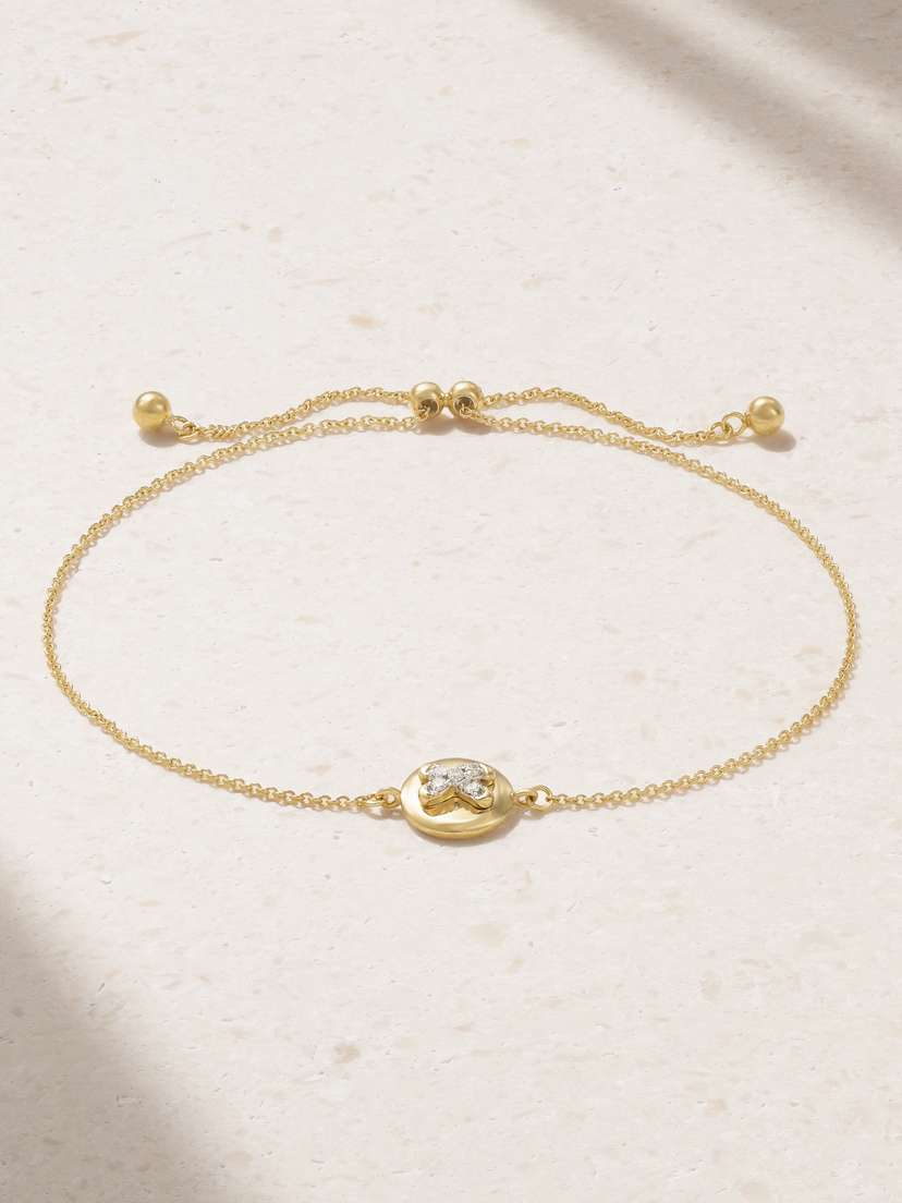 STONE AND STRAND Button 14-karat Gold Diamond Bracelet