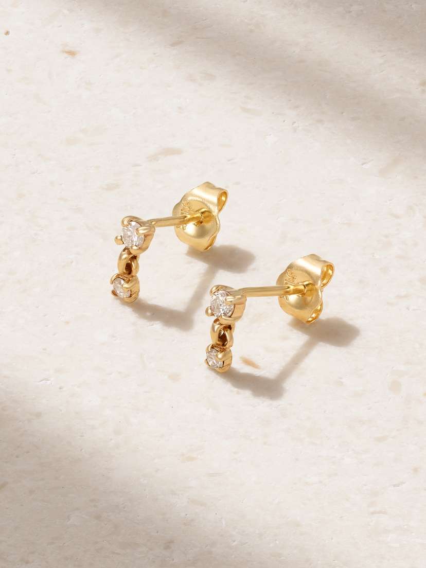 STONE AND STRAND 14-karat Gold Diamond Earrings
