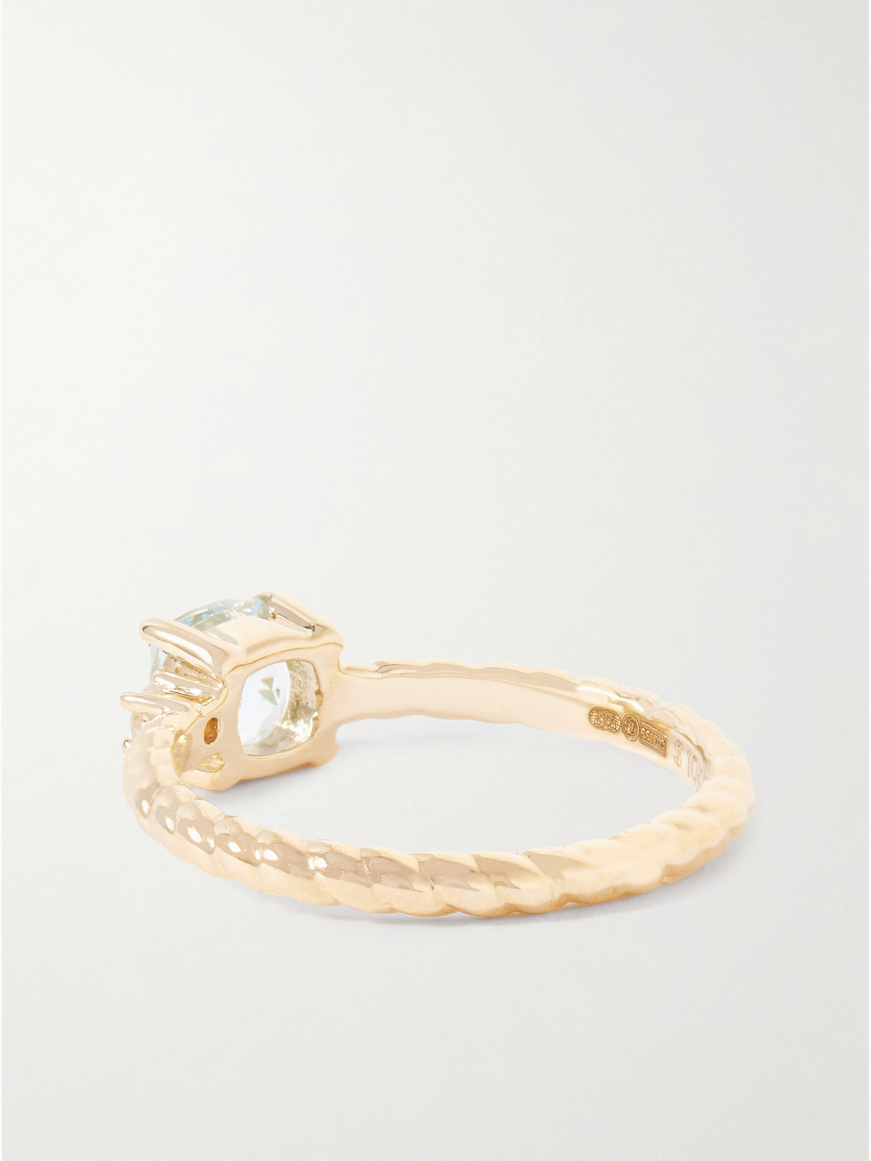 Shop Stone And Strand Blue Lagoon At Twilight 10-karat Gold, Aquamarine And Diamond Ring