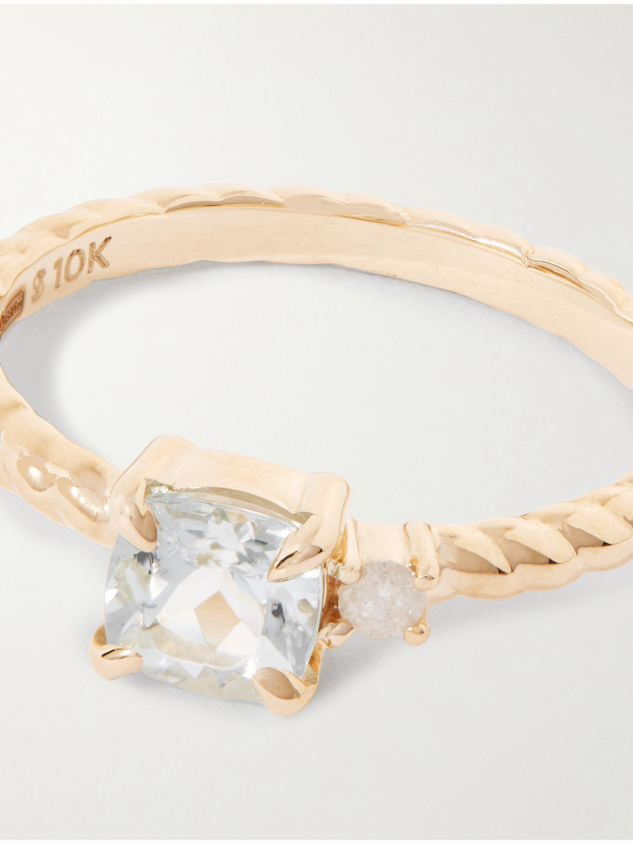 Shop Stone And Strand Blue Lagoon At Twilight 10-karat Gold, Aquamarine And Diamond Ring
