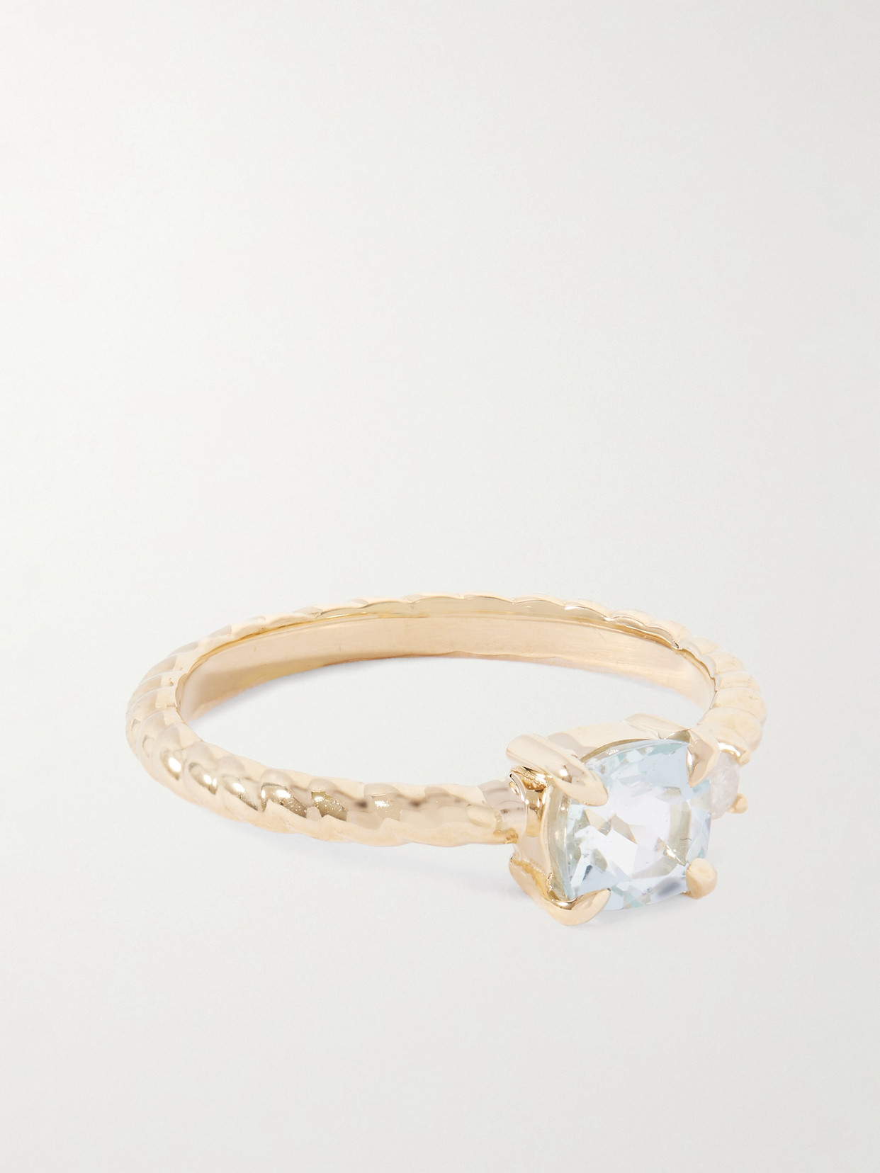 Stone And Strand Blue Lagoon At Twilight 10-karat Gold, Aquamarine And Diamond Ring