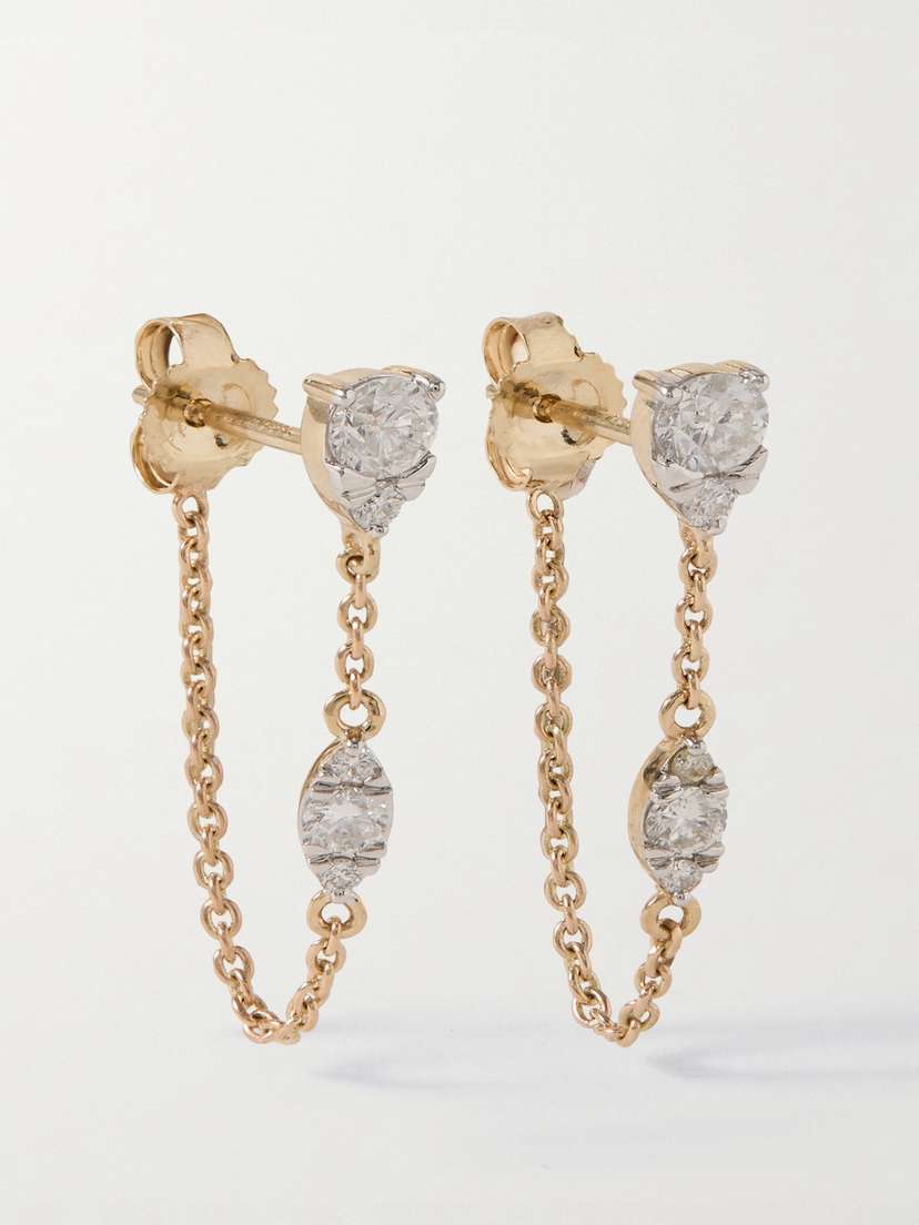 STONE AND STRAND Muse 10-karat Gold Diamond Earrings