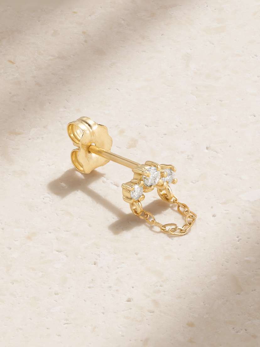STONE AND STRAND Dainty Diamond Trio 14-karat Gold Diamond Single Earring