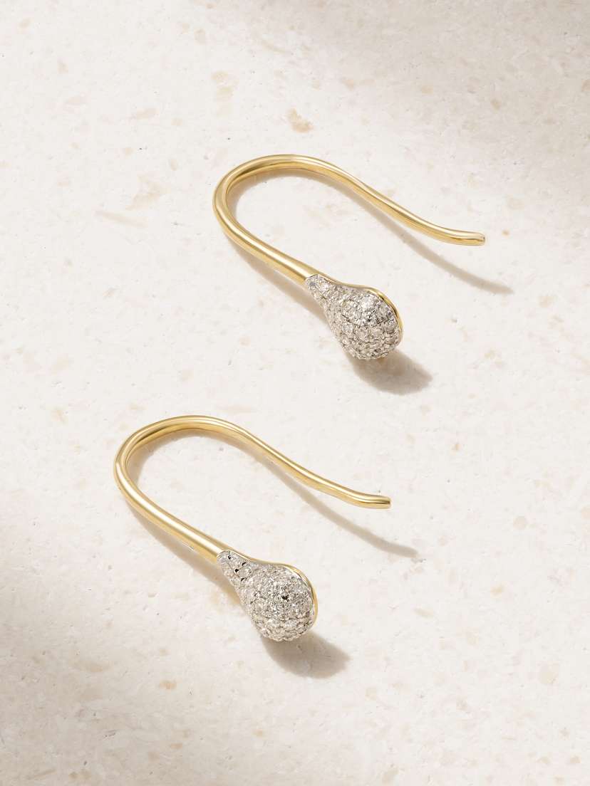 STONE AND STRAND Pavé 14-karat Gold Diamond Earrings