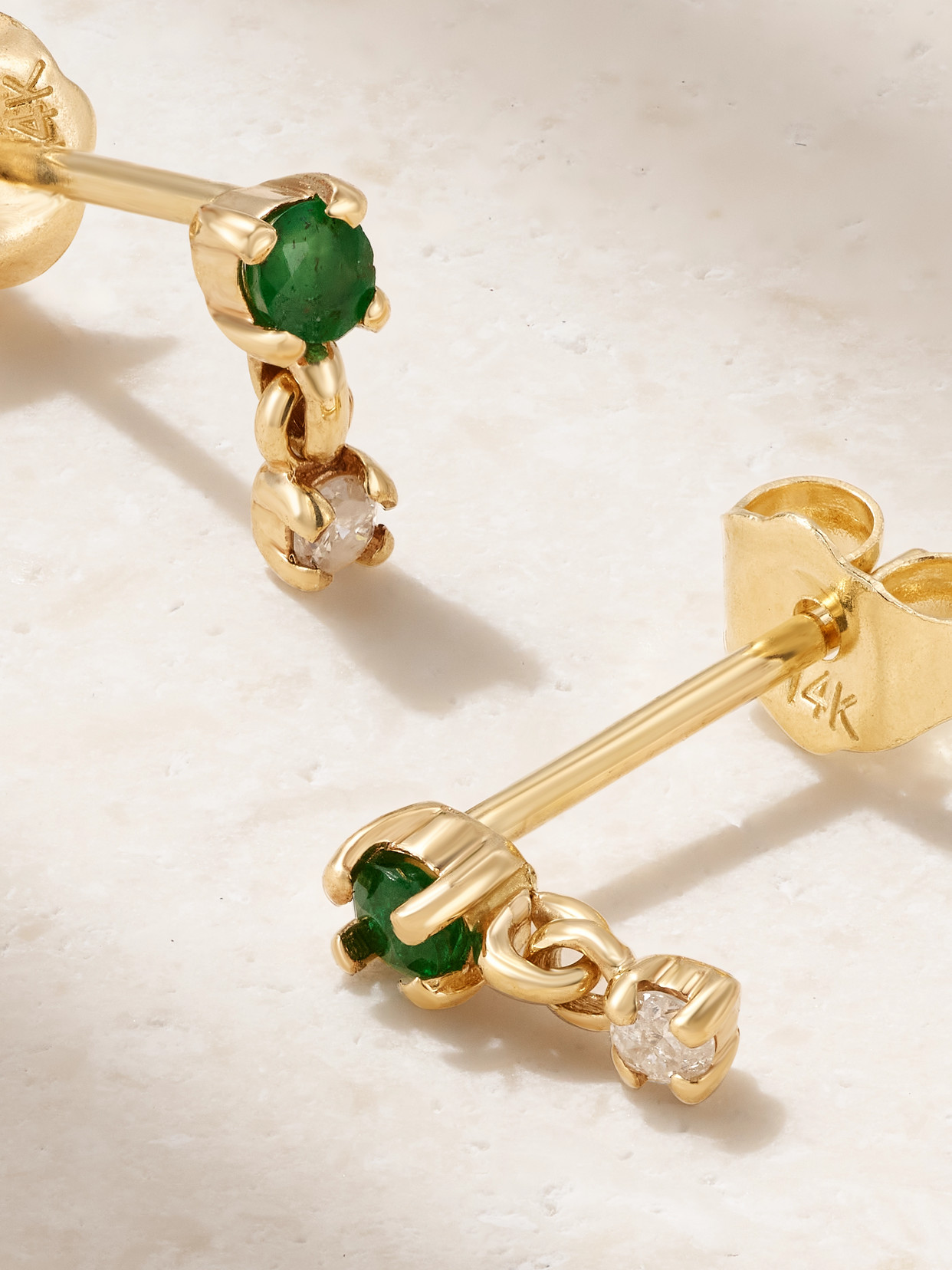 Shop Stone And Strand Green Goddess 14-karat Gold, Emerald And Diamond Earrings