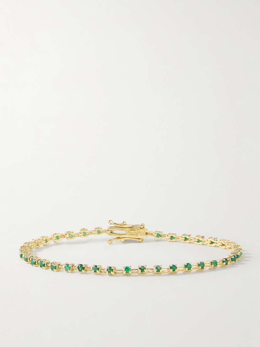 STONE AND STRAND Ace 14-karat Gold Emerald Tennis Bracelet