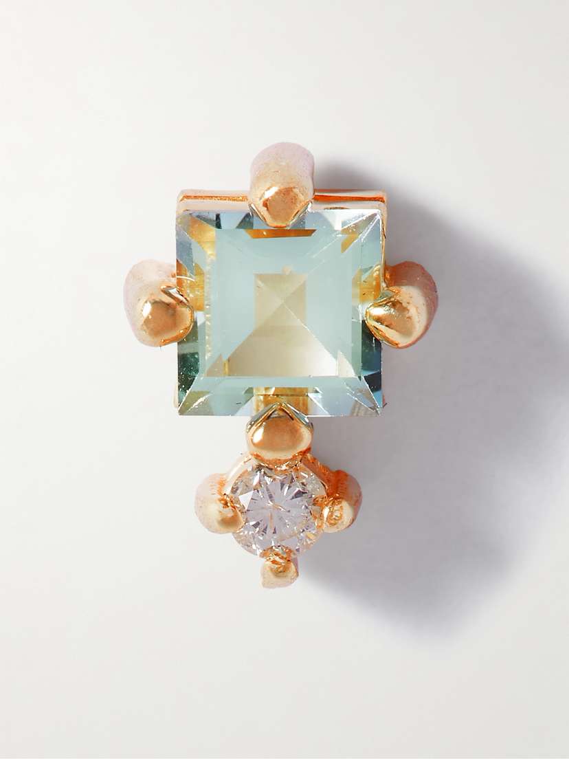 STONE AND STRAND Blue Lagoon 10-karat Gold, Aquamarine And Diamond Single Earring