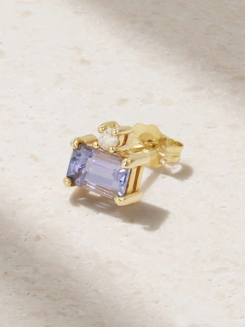STONE AND STRAND Lakeside 10-karat Gold, Tanzanite And Diamond Single Earring