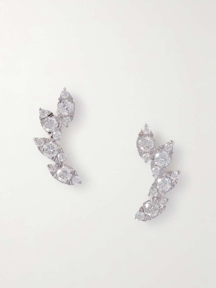 STONE AND STRAND Muse Tiara 10-karat Gold Diamond Earrings