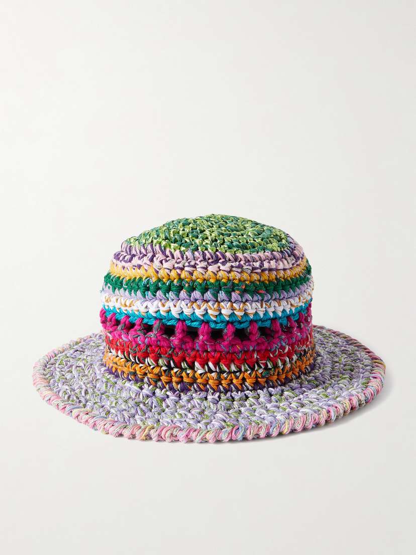 ULTRAVIOLHAT Crocheted Cotton And Raffia-blend Bucket Hat