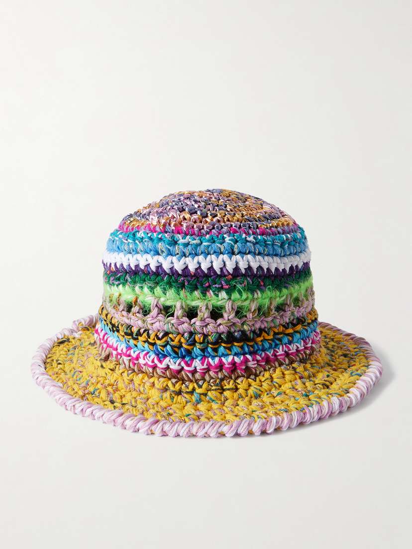 ULTRAVIOLHAT Crocheted Cotton And Raffia-blend Bucket Hat