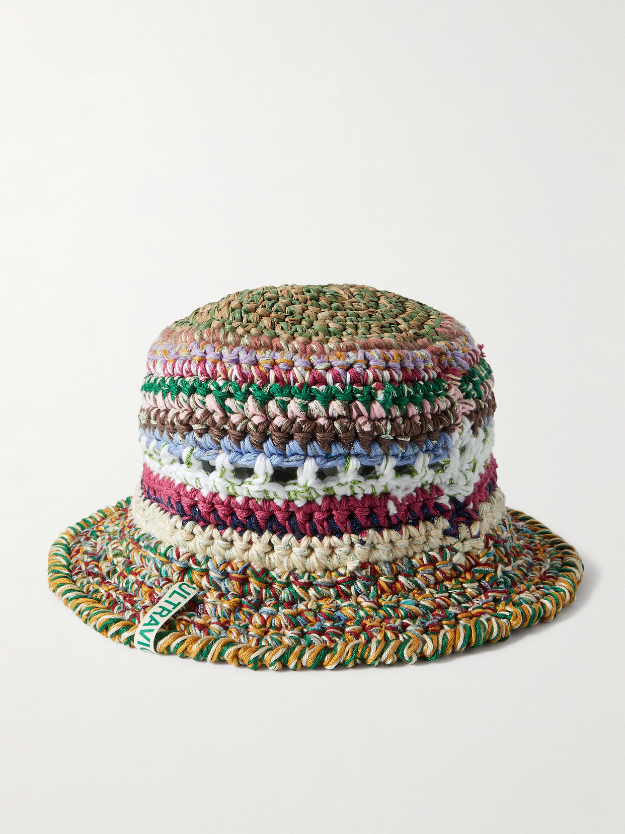 Ultraviolhat Crocheted Cotton And Raffia-blend Bucket Hat In Multi