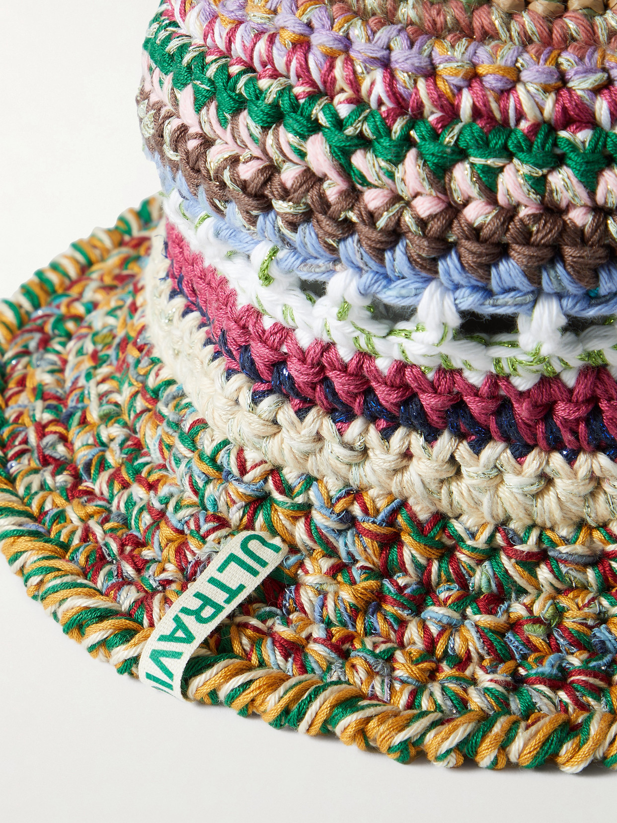 Ultraviolhat Crocheted Cotton And Raffia-blend Bucket Hat In Multi