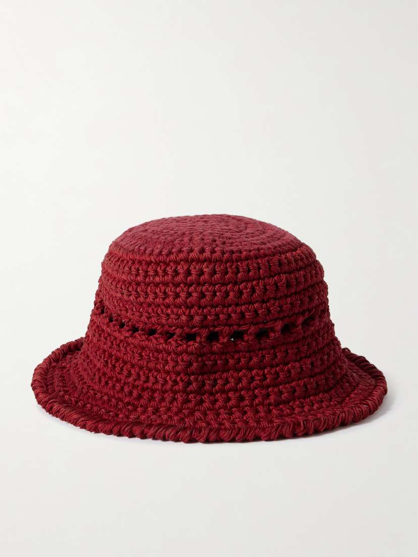 ULTRAVIOLHAT Crocheted Cotton And Raffia-blend Bucket Hat