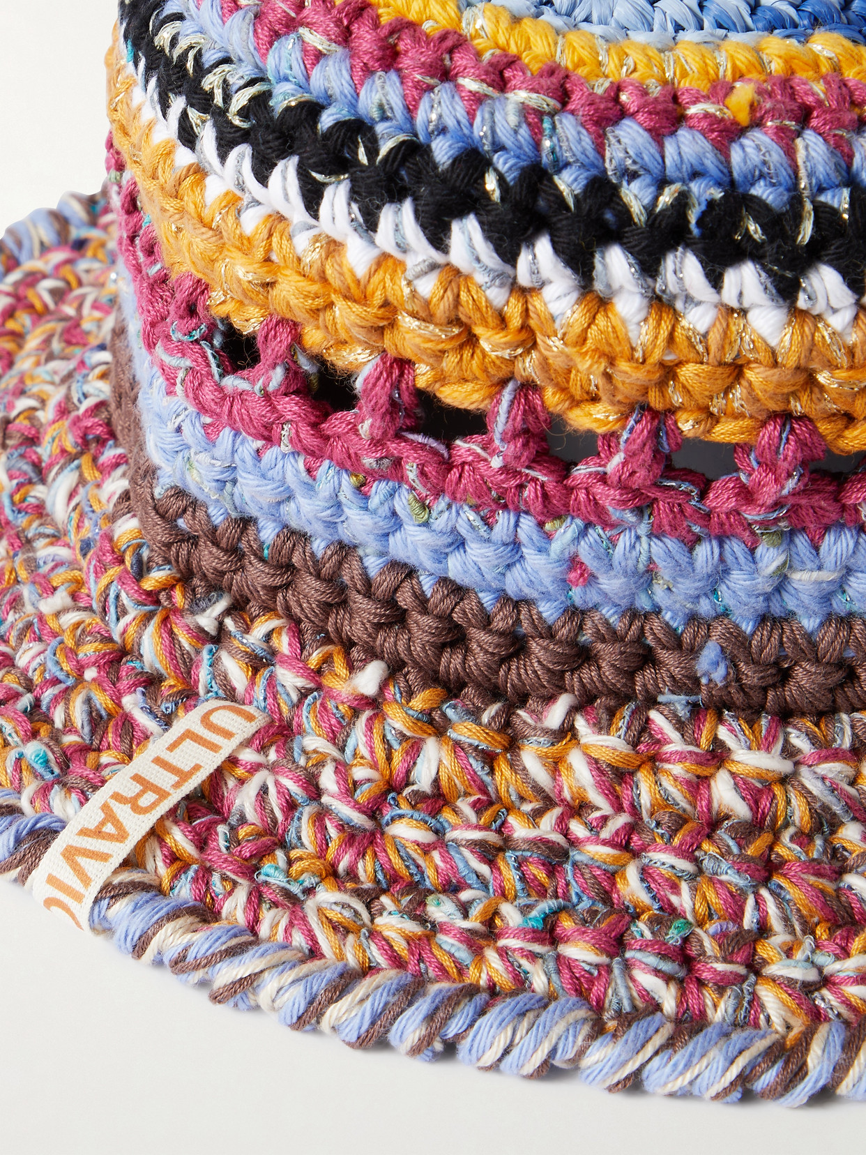 Ultraviolhat Crocheted Cotton And Raffia-blend Bucket Hat In Multi