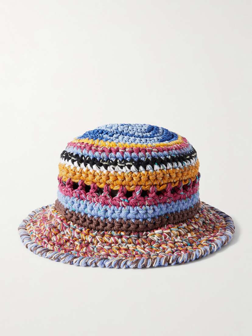 ULTRAVIOLHAT Crocheted Cotton And Raffia-blend Bucket Hat