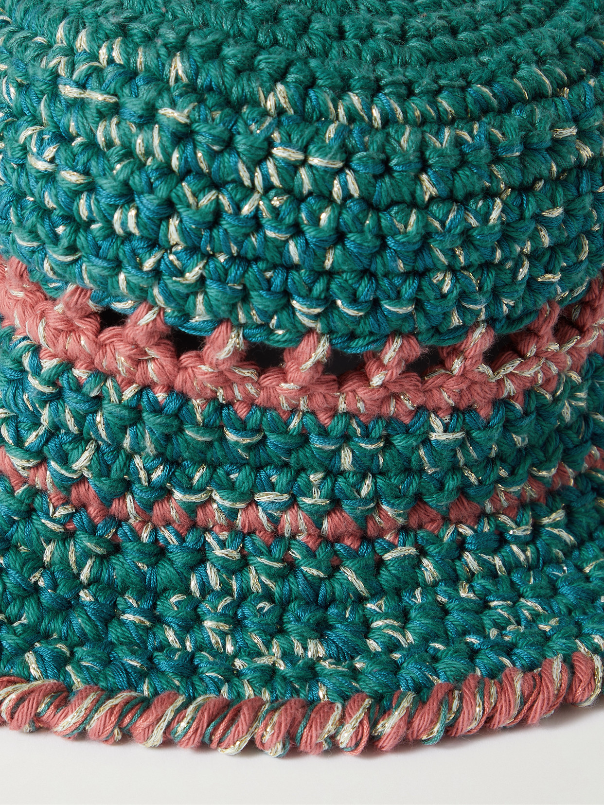 Ultraviolhat Crocheted Cotton And Raffia-blend Bucket Hat In Green