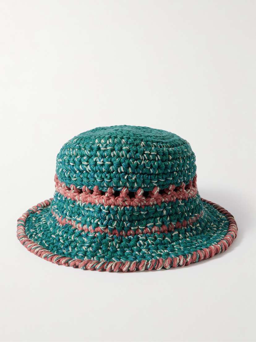 ULTRAVIOLHAT Crocheted Cotton And Raffia-blend Bucket Hat