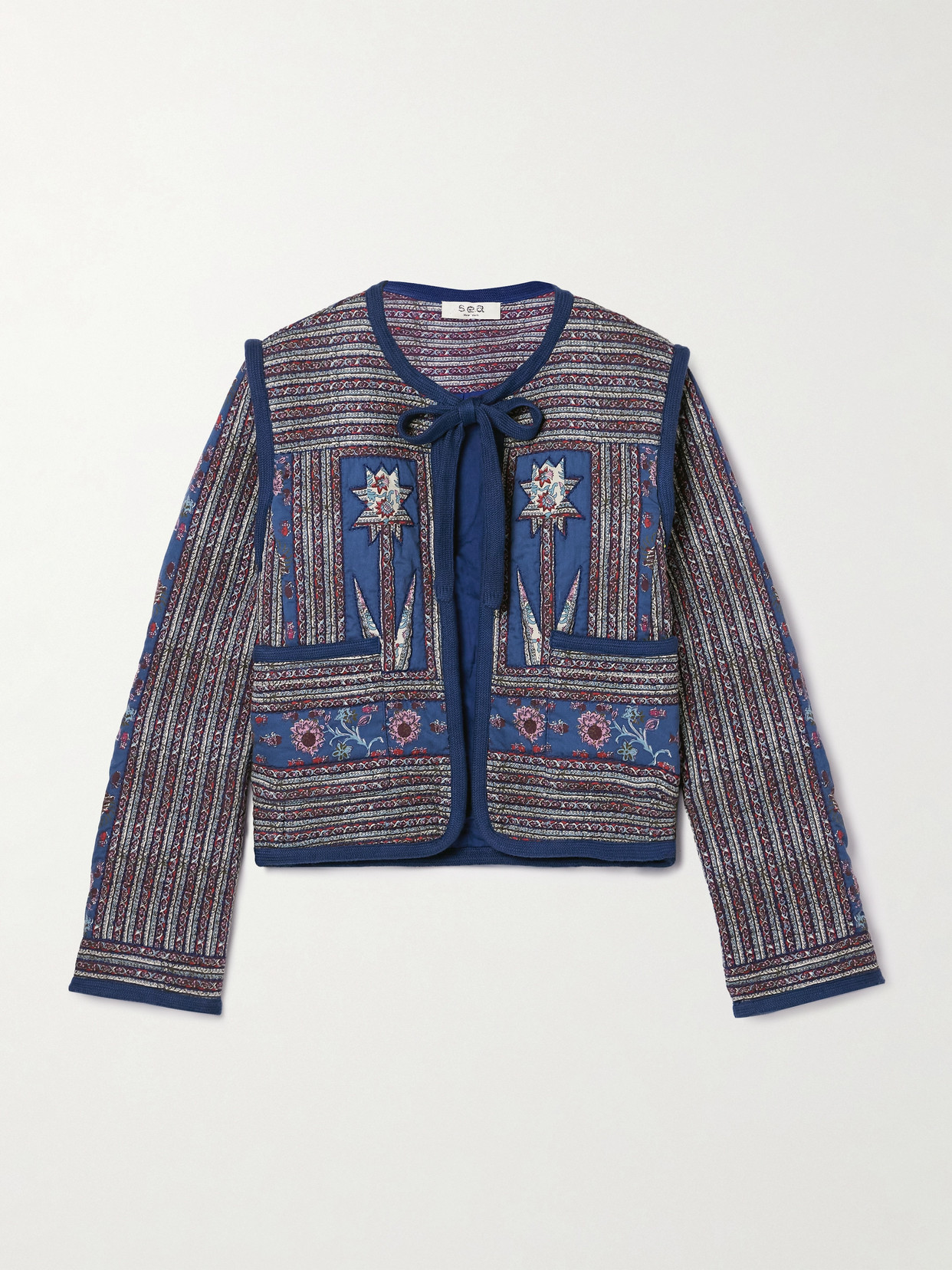 Sea Valeria Cotton Printed Coat In Navy | ModeSens
