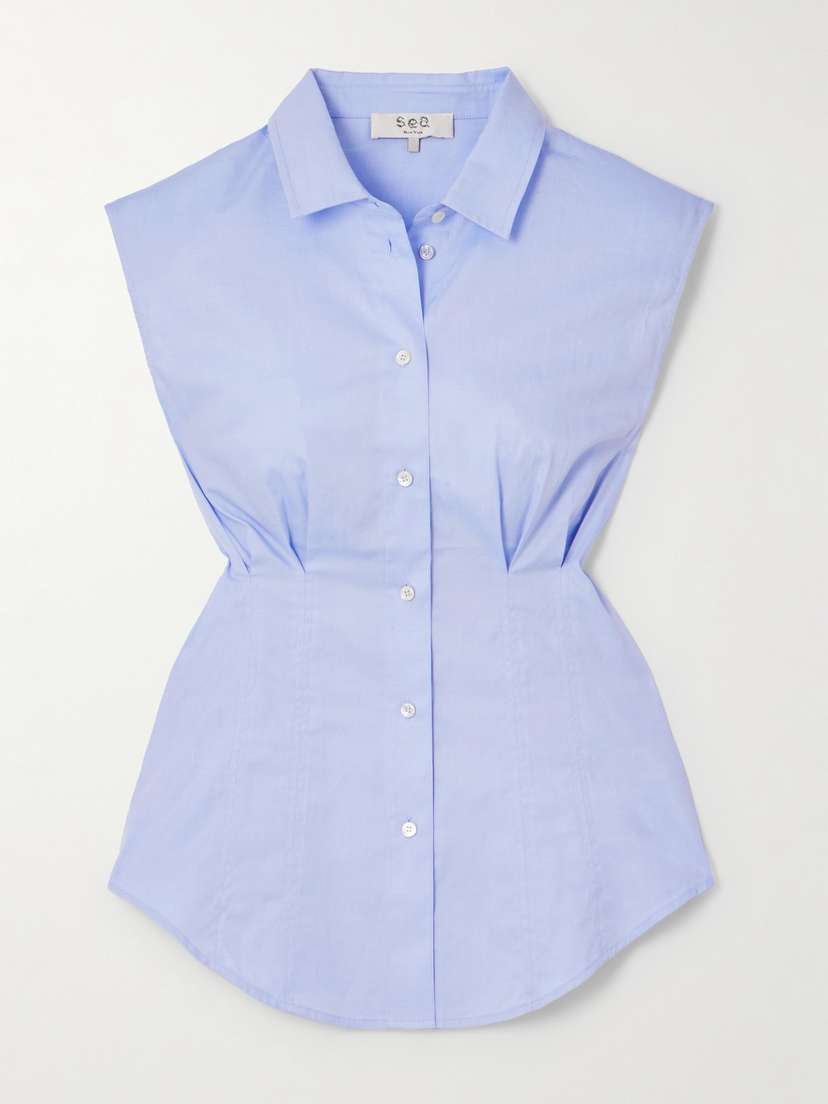Sea Kendra Pleated Cotton-twill Blouse
