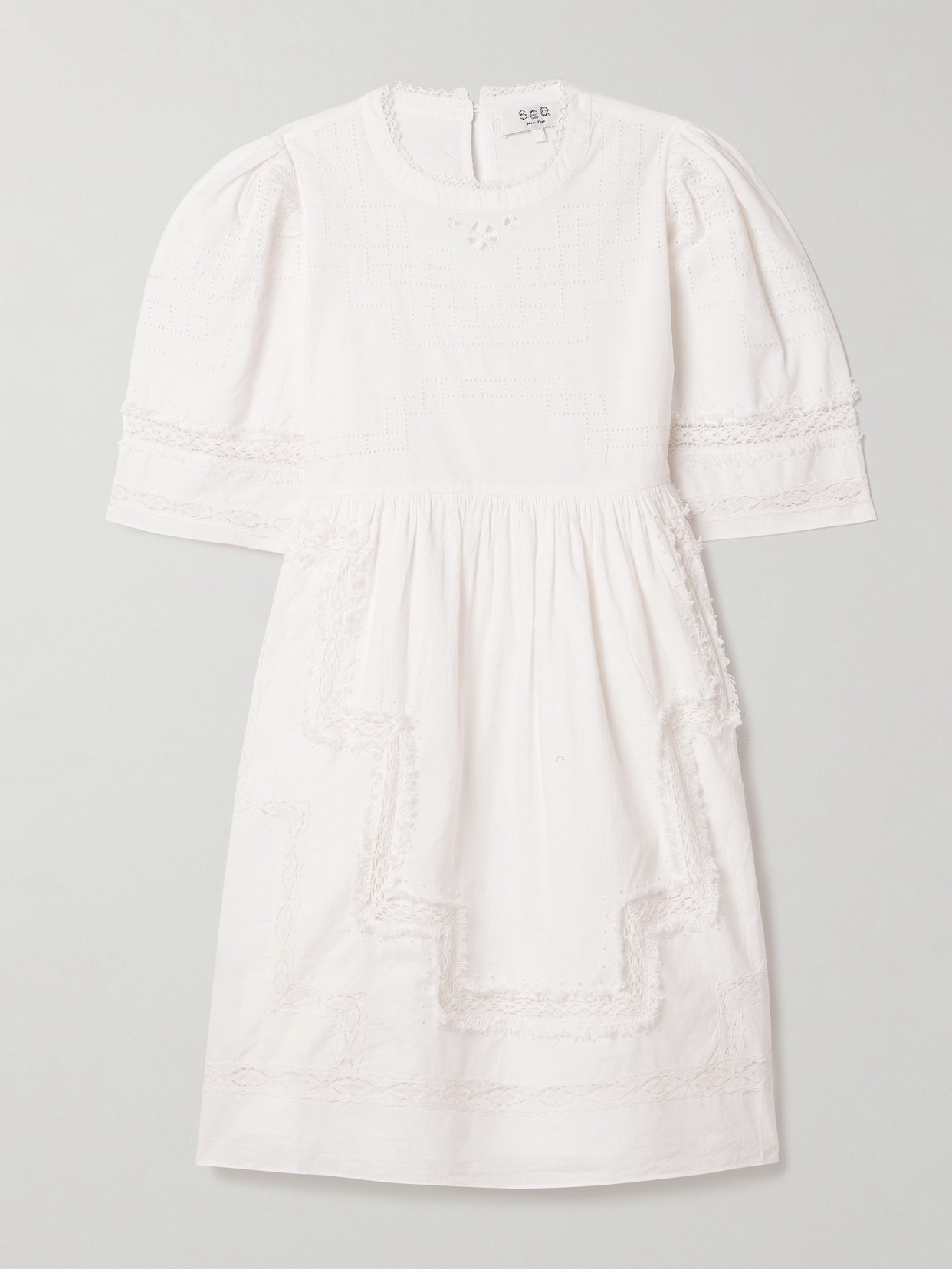Sea - Lilith Crochet-trimmed Cotton-voile Mini Dress - Ivory