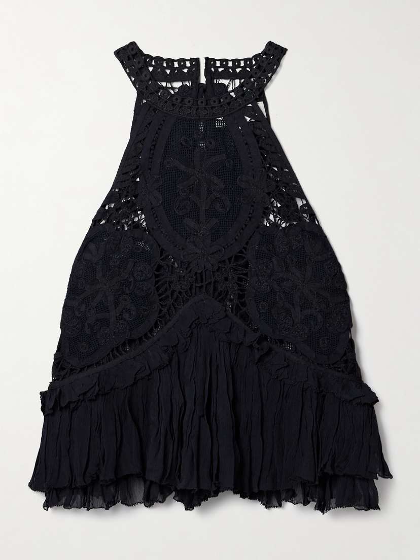 Sea Bente Ruffled Cotton Crepon-trimmed Lace Tank