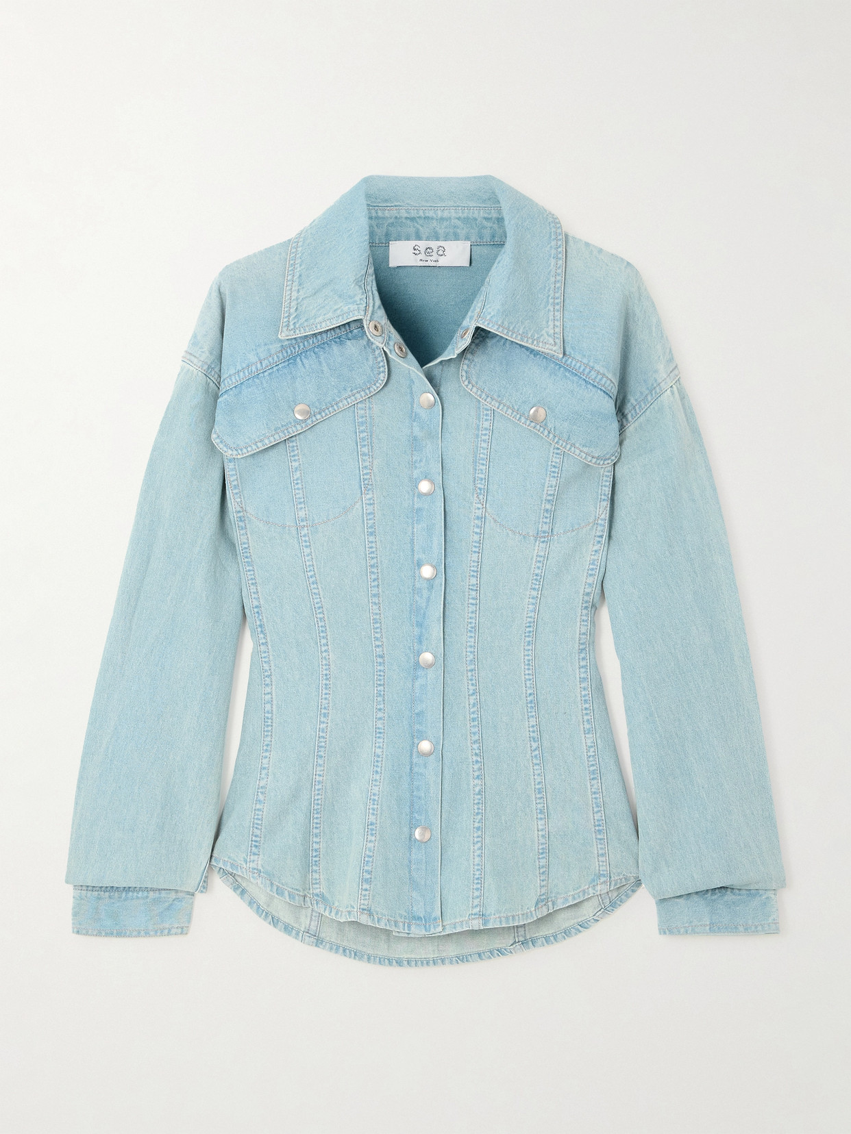 Sea Alba Paneled Denim Shirt In Blue