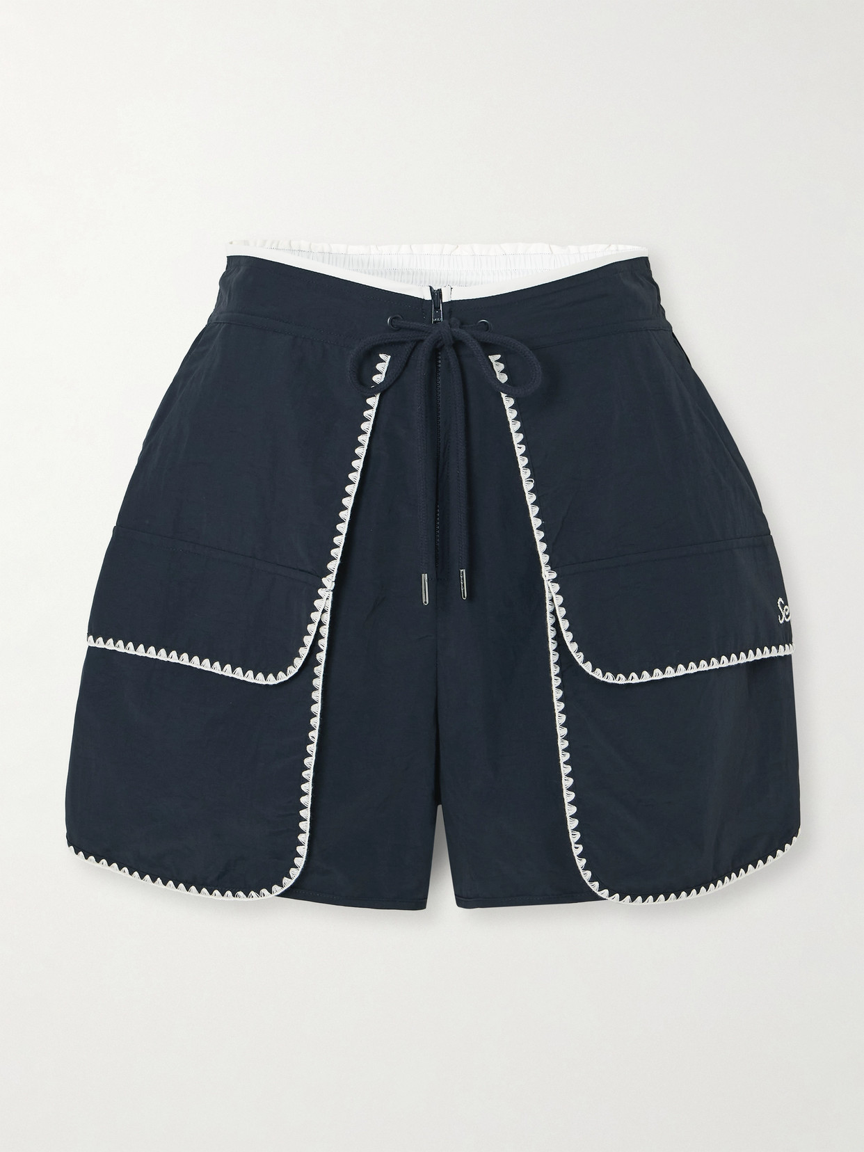 Sea Evelyn Embroidered Shell Shorts In Blue