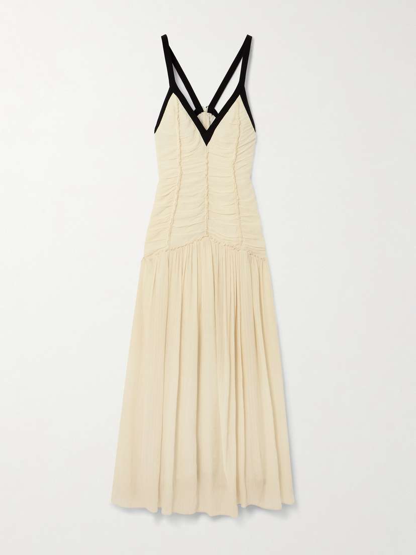 Sea Tatum Bow-embellished Ruched Crepon Midi Dress