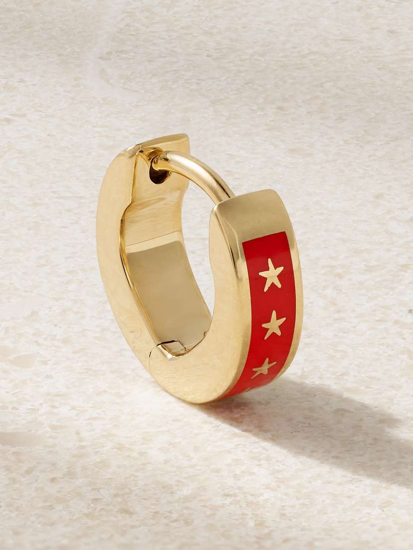 Foundrae Strength Tenet 18-karat Gold And Ceramic Single Hoop Earring