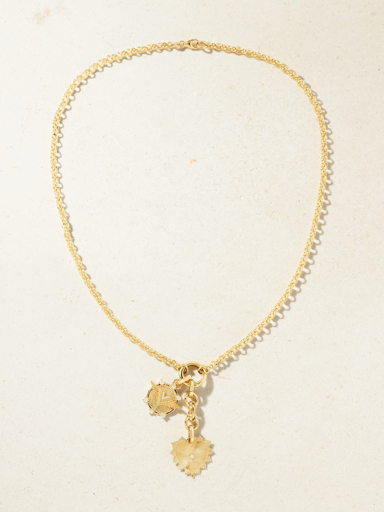Foundrae Medium Radiating Heart + Passion 18-karat Diamond Necklace