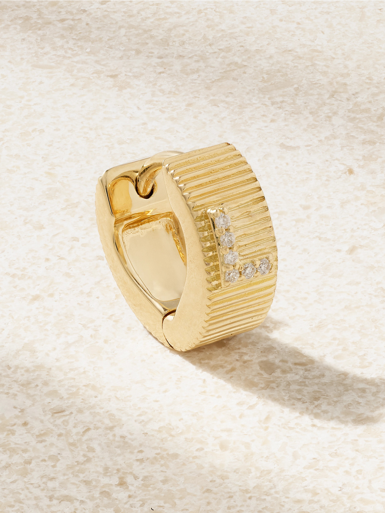 Foundrae - Initial 18-karat Gold Diamond Single Hoop Earring - G