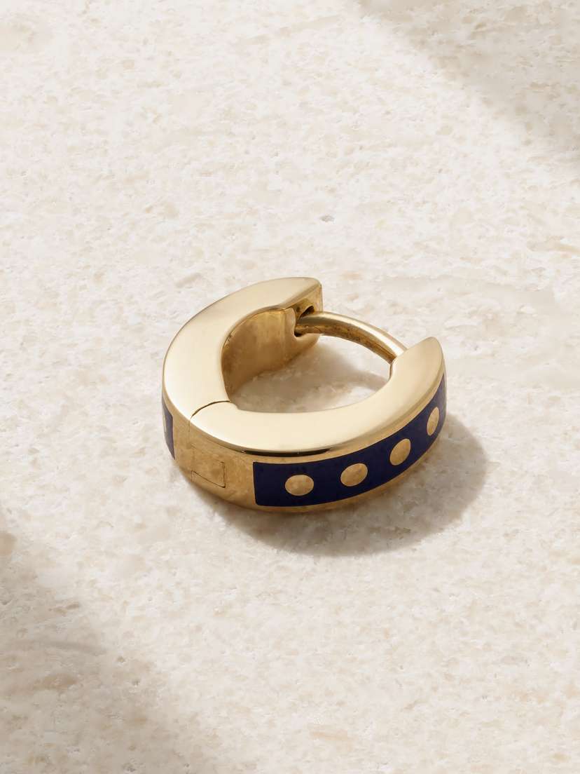 Foundrae Karma Tenet 18-karat Gold And Ceramic Single Hoop Earring